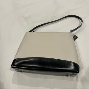 Kate Spade handbag - black leather and bone canvas